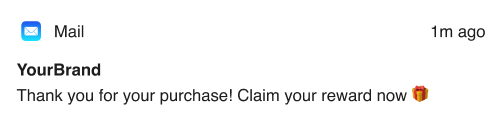 post-purchase email push on iPhone 